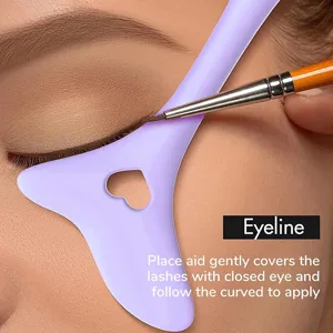 Silicone Aid Stencils Wing Tips Reusable Silicone Tool Mascara Drawing Aid Makeup Tool Applicator Tool (Purple) - 10347762-3