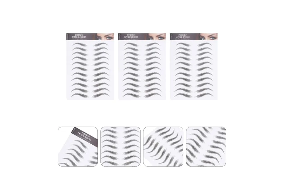 Gogogmee 3 Sheets Waterproof Eyebrow Stickers Lazy Eyebrow Transfer Stickers Water Proof 3 Stickers 21x15cm Black 2 - product information 3