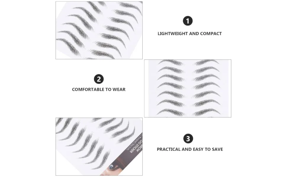 Gogogmee 3 Sheets Waterproof Eyebrow Stickers Lazy Eyebrow Transfer Stickers Water Proof 3 Stickers 21x15cm Black 2 - product information 4