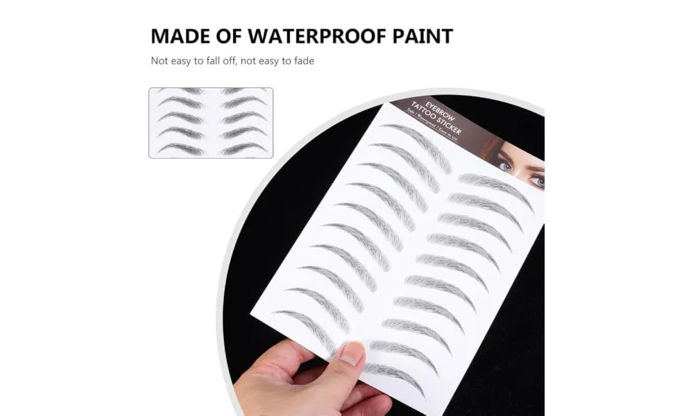 Gogogmee 3 Sheets Waterproof Eyebrow Stickers Lazy Eyebrow Transfer Stickers Water Proof 3 Stickers 21x15cm Black 2 - product information 5