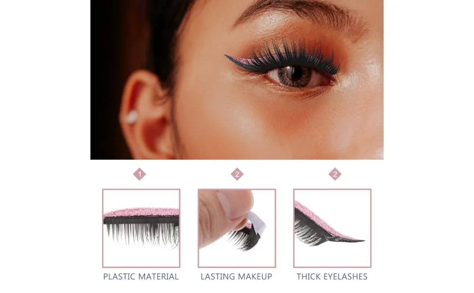 BIUDECO 12 Pairs Plastic 3d Stickers Eyeliner Strip Sticker Colorful Eyeliner Pink Puffy Stickers - product information 5