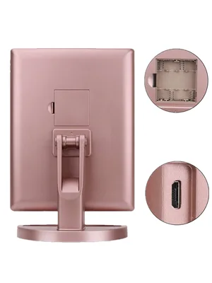 deweisn Tri-Fold Lighted Vanity Mirror with 21 LED Lights, Touch Screen and 3X/2X/1X Magnification, Two Power Supply Modes Make Up Mirror,Travel Mirror Rose Gold - product information 3