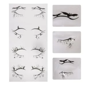 FOYTOKI 8 Pairs Halloween Eyeliner Stickers Hollow-out Eyeshadow Stickers Eye Line Strip Black Pvc - product information 5