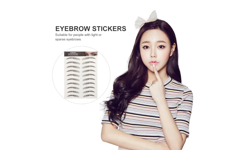 FOYTOKI 9 Sheets Waterproof Eyebrow Stickers Hairlike Eyebrows Brown Imitation Eyebrow 6d Transfer Stickers - product information 4