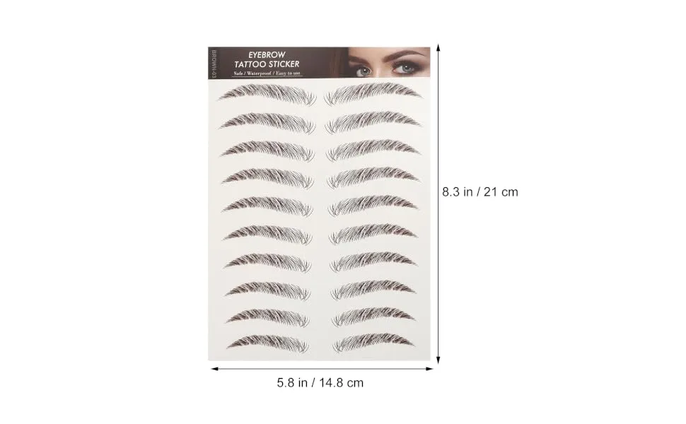 FOYTOKI 9 Sheets Waterproof Eyebrow Stickers Hairlike Eyebrows Brown Imitation Eyebrow 6d Transfer Stickers - product information 5