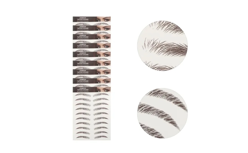FOYTOKI 9 Sheets Waterproof Eyebrow Stickers Hairlike Eyebrows Brown Imitation Eyebrow 6d Transfer Stickers - product information 6