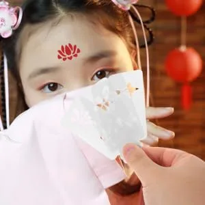 IWOWHERO 1 Set Hanfu Forehead Patch Facial Painting Stencils Mini Makeup Puff Birth Stencil White Pvc - product information 2