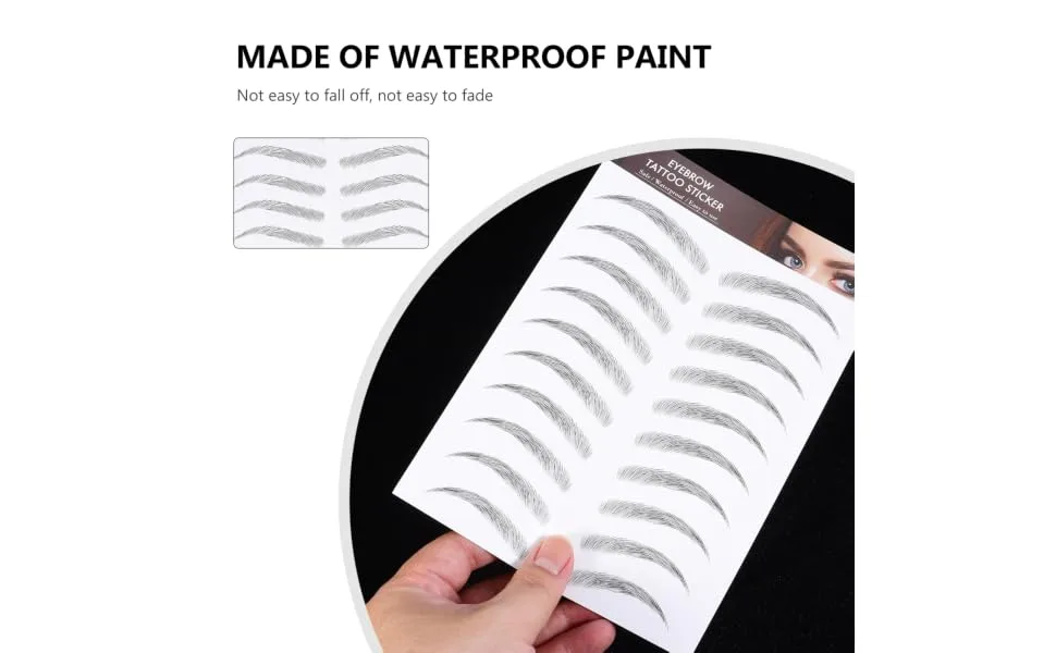 Gogogmee 12 Sheets False Eyebrows for Men Waterproof Stickers Black Sticker Fake Eyebrows 21x15cm Black - product information 4