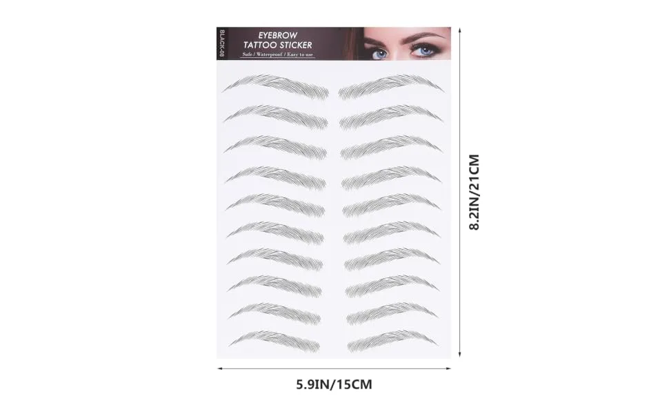 Gogogmee 12 Sheets False Eyebrows for Men Waterproof Stickers Black Sticker Fake Eyebrows 21x15cm Black - product information 5