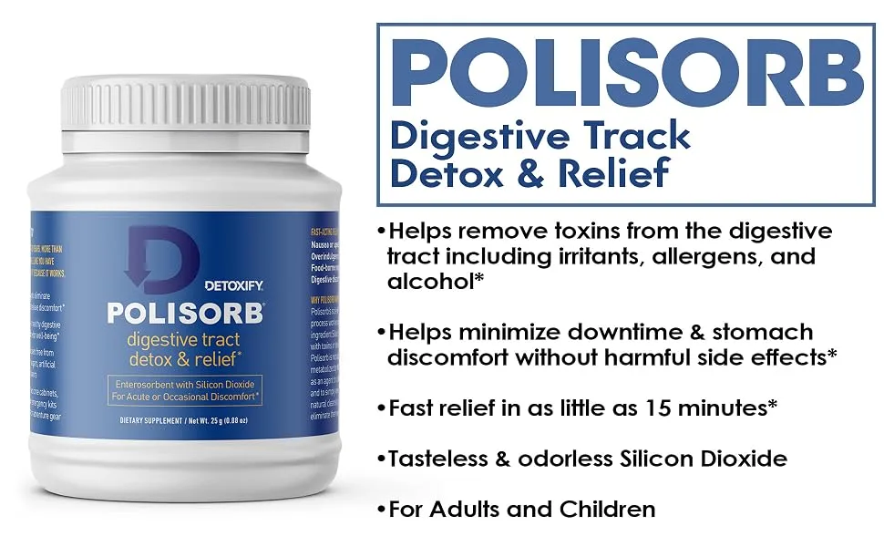 Detoxify  Polisorb Digestive Tract Relief  25 Grams  Fast-Acting Relief from Stomach Discomfort, Gas, Bloating, & More - product information 4