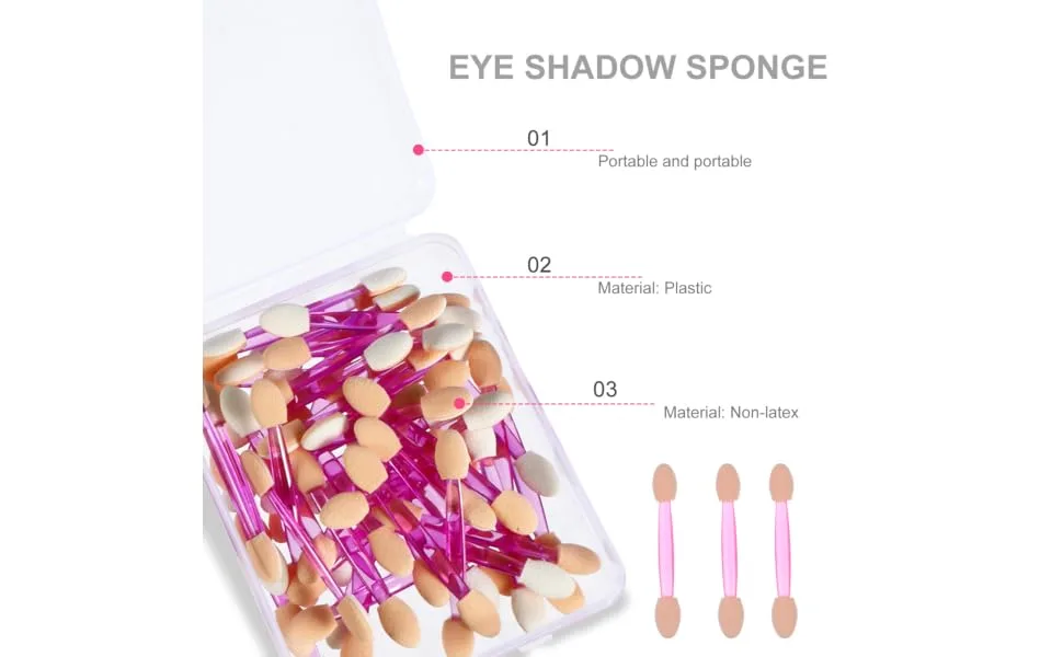 WOONEKY 5 Boxes Double Ended Eyeshadow Brush Sponge Applicator Make up for Face Plastic - product information 6
