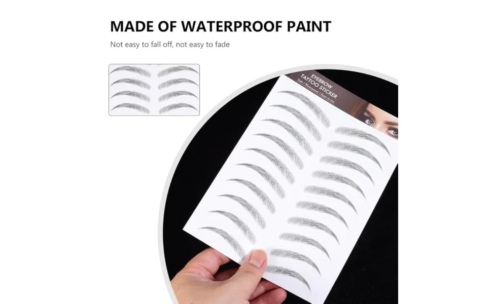 Outanaya 3 Sheets Waterproof Eyebrow Stickers Waterproof Makeup Eyebrow Stickers Caboodle Transfer Stickers 21x15cm Black - product information 5