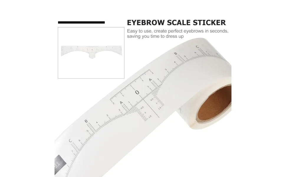 WOONEKY 2 Rolls Adhesive Brow Ruler Stickers Eyebrow Measuring Sticker Makeup Supplies White - product information 3