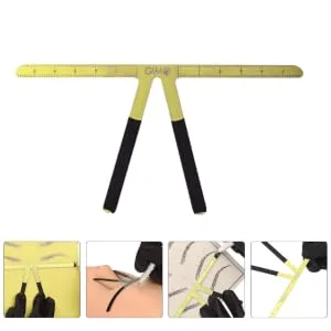 FOYTOKI Household Eyebrow Measure Tool Stainless Steel Triangle Ruler Nose Triangle Ruler 13.8x7cm Golden - product information 1
