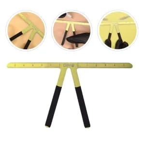 FOYTOKI Household Eyebrow Measure Tool Stainless Steel Triangle Ruler Nose Triangle Ruler 13.8x7cm Golden - product information 2