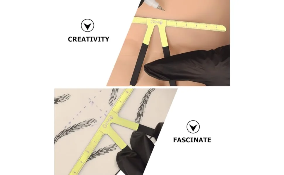 FOYTOKI Household Eyebrow Measure Tool Stainless Steel Triangle Ruler Nose Triangle Ruler 13.8x7cm Golden - product information 4