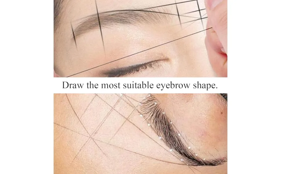 Gogogmee Ink Pattern Embroidery Thread Ruler Brows Eyebrow Mapping Thread Brow Stencil Brow Ruler Draw a Line - product information 3
