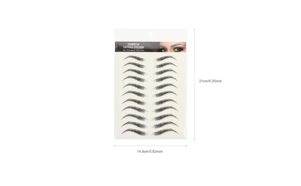 Outanaya 4 Sheets Waterproof Eyebrow Stickers Brow Eyebrow Stickers Fake Eyebrow Stickers Eyebrow Tool False Eyebrows Cosmetics Artificial Eyebrow 21x14.8cm Black - product information 1