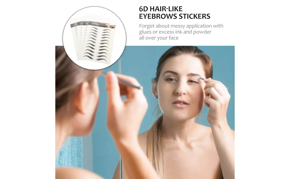 Outanaya 4 Sheets Waterproof Eyebrow Stickers Brow Eyebrow Stickers Fake Eyebrow Stickers Eyebrow Tool False Eyebrows Cosmetics Artificial Eyebrow 21x14.8cm Black - product information 2