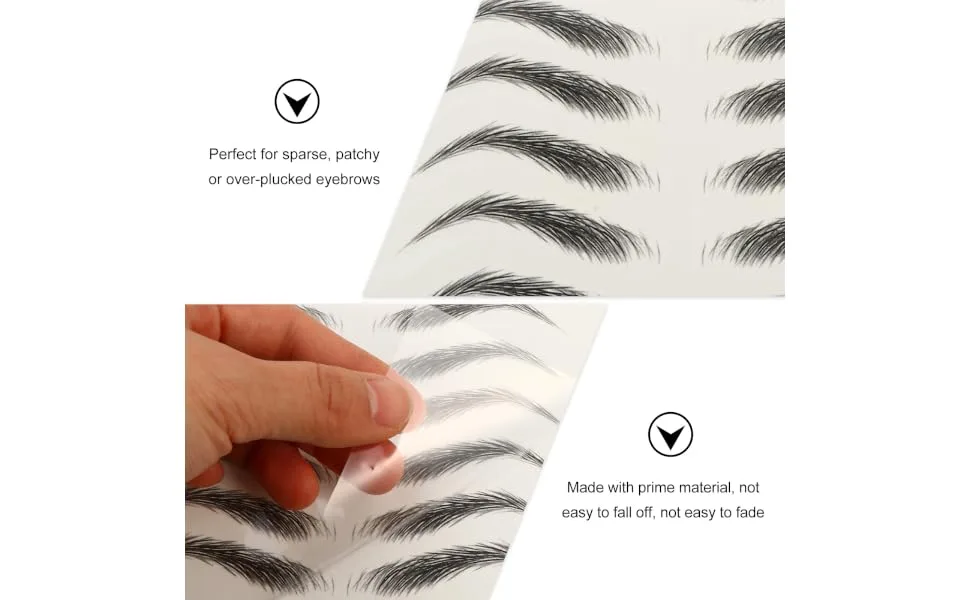 Outanaya 4 Sheets Waterproof Eyebrow Stickers Brow Eyebrow Stickers Fake Eyebrow Stickers Eyebrow Tool False Eyebrows Cosmetics Artificial Eyebrow 21x14.8cm Black - product information 3