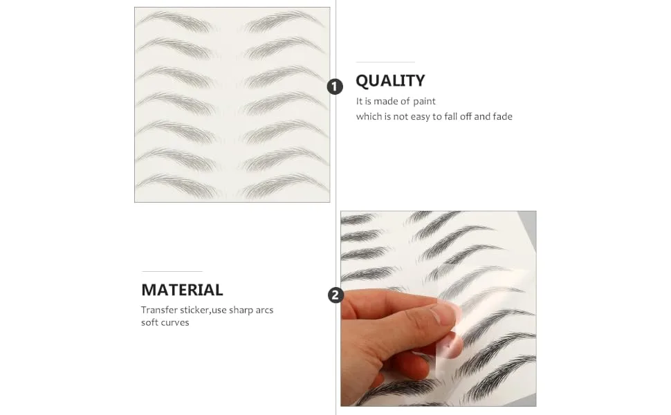 Outanaya 4 Sheets Waterproof Eyebrow Stickers Brow Eyebrow Stickers Fake Eyebrow Stickers Eyebrow Tool False Eyebrows Cosmetics Artificial Eyebrow 21x14.8cm Black - product information 7
