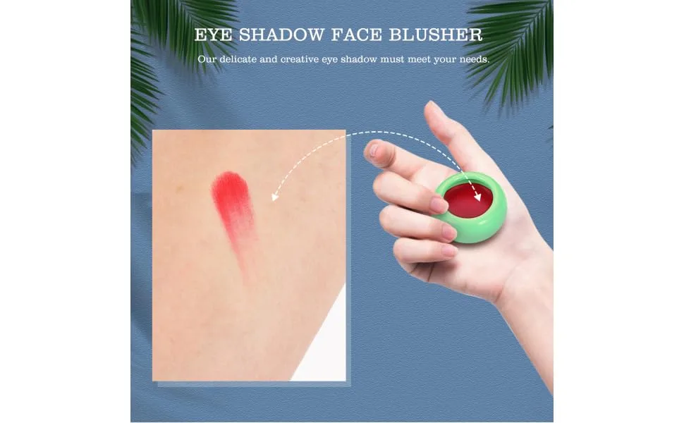 Outanaya Lipstick Blush Eye Shadow Natural Blusher Makeup Lip Gloss Blusher Smudge Balm Double Ceramics Red - product information 6