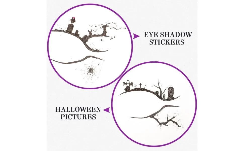 Outanaya 4 Pairs Halloween Eyeliner Stickers Eyeshadow Decor Eyeliner Decals Temporary Eyeliner Stickers - product information 3
