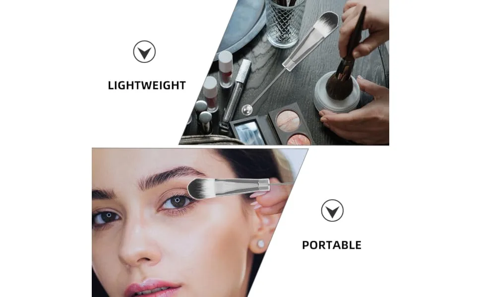 Gogogmee 2 Sets Metal Handle Makeup Brush Brow Brush Eye Shadow Eyeshadow Brush Make up Oblique Head Beaded - product information 1