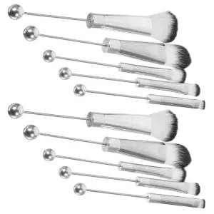 Gogogmee 2 Sets Metal Handle Makeup Brush Brow Brush Eye Shadow Eyeshadow Brush Make up Oblique Head Beaded - product information 2