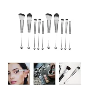 Gogogmee 2 Sets Metal Handle Makeup Brush Brow Brush Eye Shadow Eyeshadow Brush Make up Oblique Head Beaded - product information 4