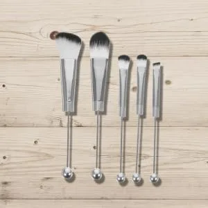 Gogogmee 2 Sets Metal Handle Makeup Brush Brow Brush Eye Shadow Eyeshadow Brush Make up Oblique Head Beaded - product information 5