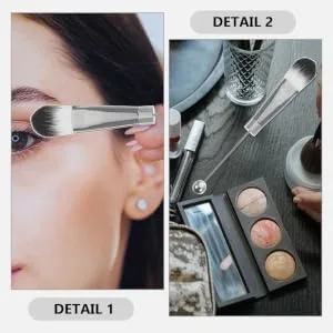 Gogogmee 2 Sets Metal Handle Makeup Brush Brow Brush Eye Shadow Eyeshadow Brush Make up Oblique Head Beaded - product information 6