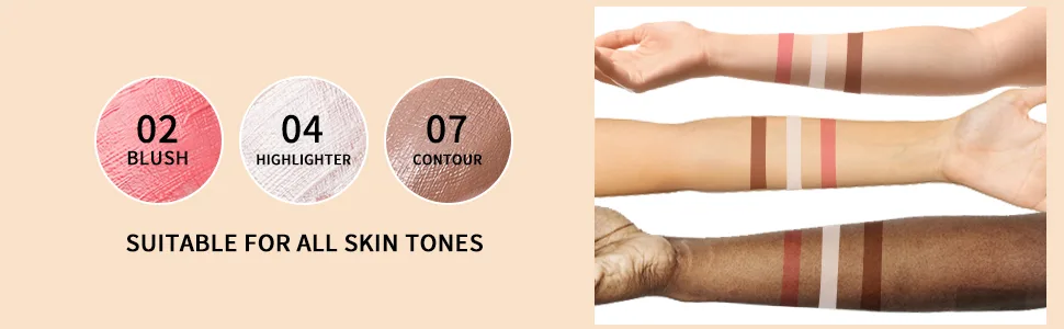 Liquid Contour Liquid Highlighter Liquid Blush with Face Brush Long Lasting Smooth Lightweight Smudge Proof Contour+Blush+ Highlighter 2#+4#+7# - product information 5