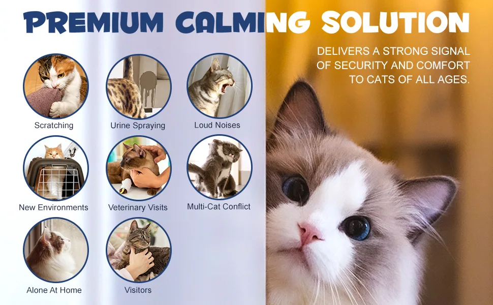 Cat Calming Pheromone Diffuser Refill Cat Calming Spray Urine Spraying Marking and Anxiety Anti Anxiety Relaxant 1 Diffuser +2 Refills Diffuser Kit - cat pheromone diffuser