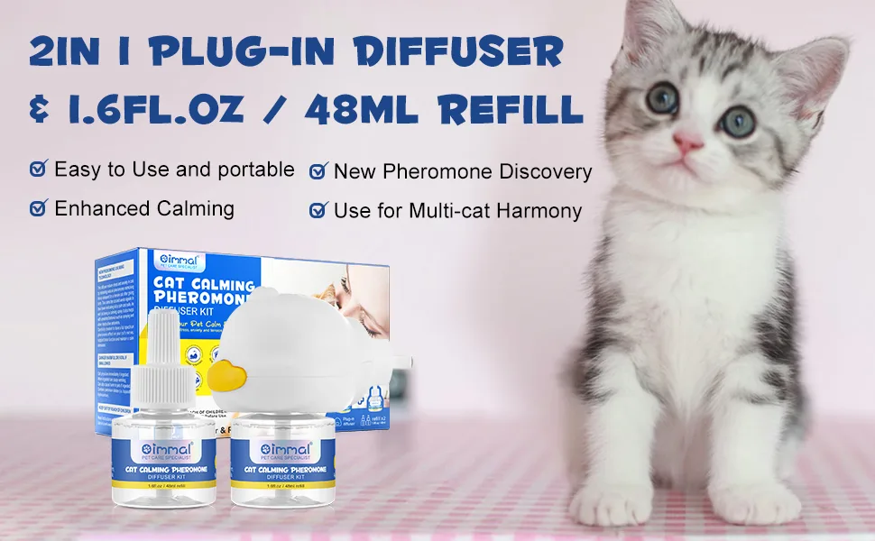Cat Calming Pheromone Diffuser Refill Cat Calming Spray Urine Spraying Marking and Anxiety Anti Anxiety Relaxant 1 Diffuser +2 Refills Diffuser Kit - feliway refill