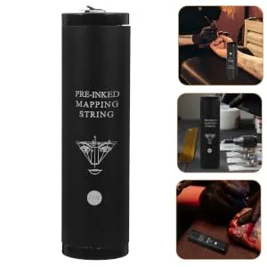Outanaya 1 Box String Ink Eyebrow Positioning Tool Eyebrow Threading Thread Aluminum Alloy Black 9.00X2.40X2.40CM Black - product information 2