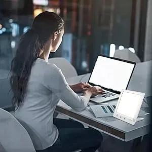 Simulated Sunlight Lamp Daylight Lamp for Home - Foldable Stand Touch Control Adjustable Brightness & Temperature Mood Light with Timer for Travel Kitchen White - Eye-Care Design