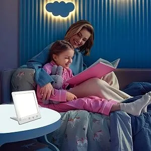 Simulated Sunlight Lamp Daylight Lamp for Home - Foldable Stand Touch Control Adjustable Brightness & Temperature Mood Light with Timer for Travel Kitchen White - No UV Rays