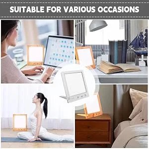 Simulated Sunlight Lamp Daylight Lamp for Home - Foldable Stand Touch Control Adjustable Brightness & Temperature Mood Light with Timer for Travel Kitchen White - Portable Design