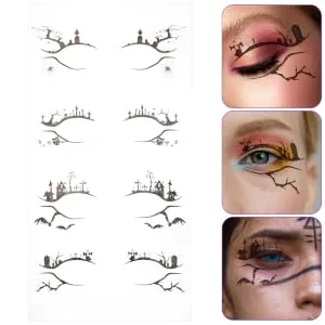 SKISUNO 4 Pairs Eyeshadow Eyeliner Stickers Temporary Eye Makeup Stickers Black Eye Makeup Decals - product information 2