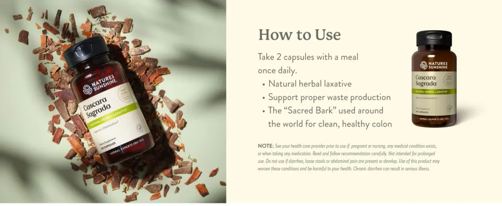 Nature's Sunshine Cascara Sagrada 100 capsules - How to use