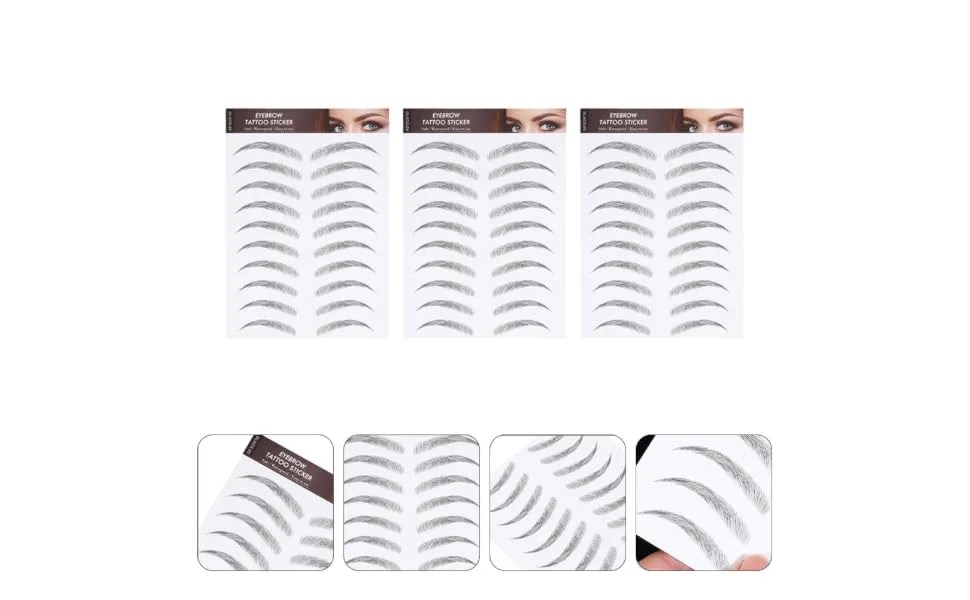 VINTORKY Eyebrow Sticker 3 Sheets Waterproof Eyebrow Stickers Make up Kit Black Eyebrow Stickers Fake Eyebrow Stickers Post - product information 2