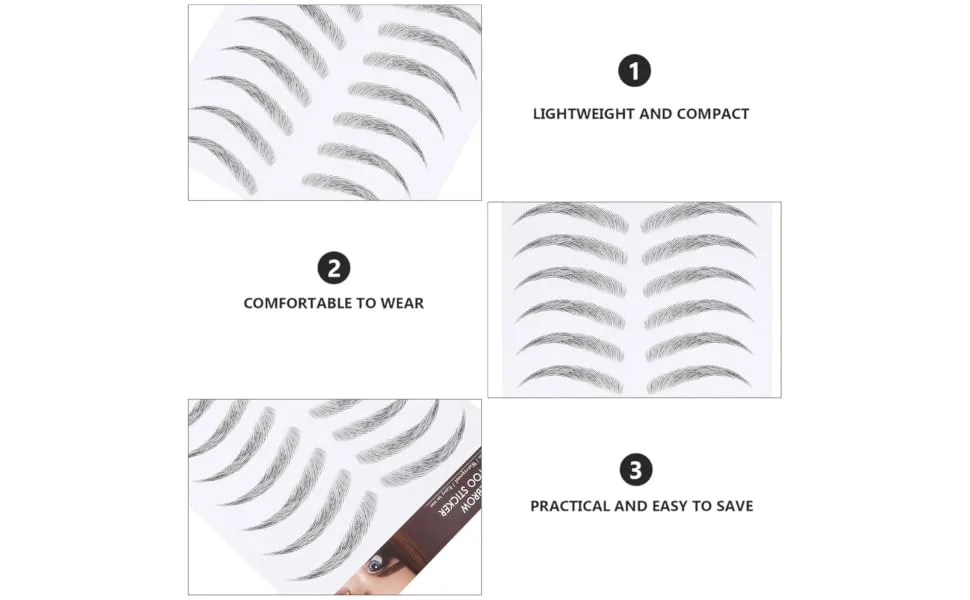 VINTORKY Eyebrow Sticker 3 Sheets Waterproof Eyebrow Stickers Make up Kit Black Eyebrow Stickers Fake Eyebrow Stickers Post - product information 4