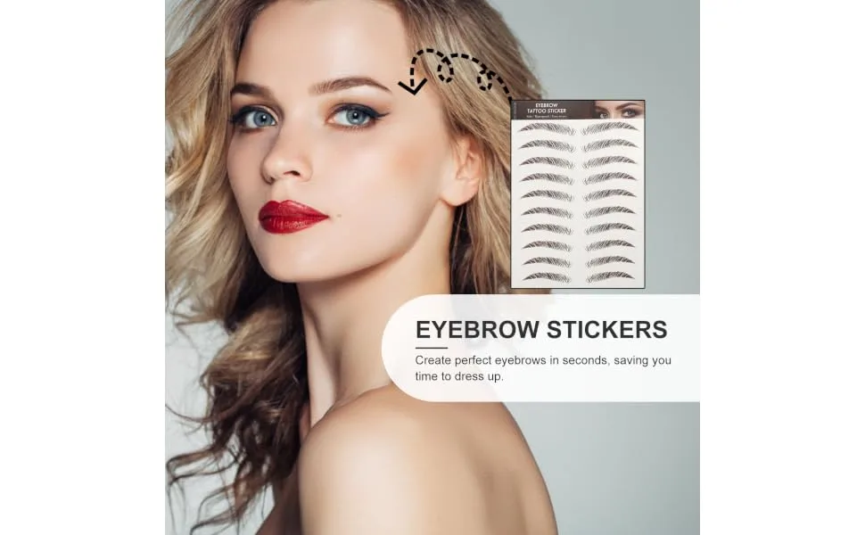 VINTORKY Fake Eyebrow Stickers 9 Sheets Waterproof Eyebrow Stickers Authentic Eyebrows Stickers Eyebrow Tool 3 Proof 21x14.7cm Brown - product information 3