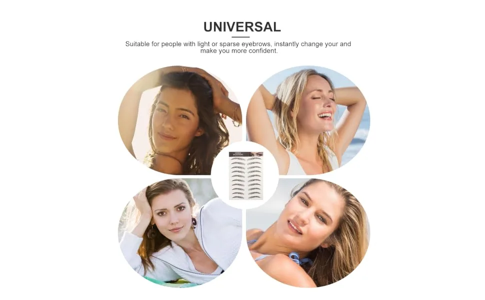 VINTORKY Fake Eyebrow Stickers 9 Sheets Waterproof Eyebrow Stickers Authentic Eyebrows Stickers Eyebrow Tool 3 Proof 21x14.7cm Brown - product information 4