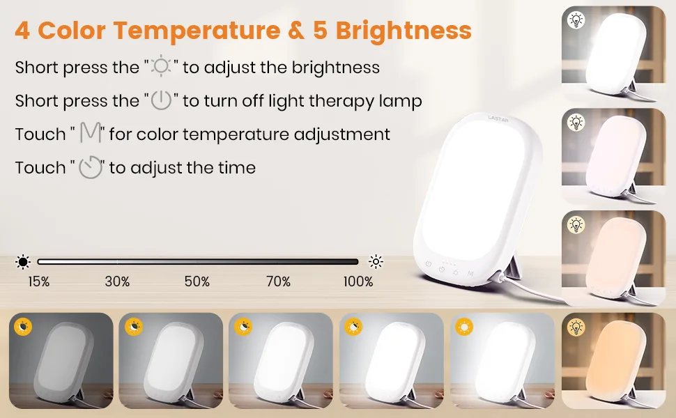 LASTAR Sun Light 10 000 LUX UV-Free Daylight Lamp with Memory Function 5 Adjustable Brightness Levels and 4 Timer Funtion Sunlight Lamp Compact Size for Winter Blues Wall Mountable Support Smart Plug Light White - sunlight lamp