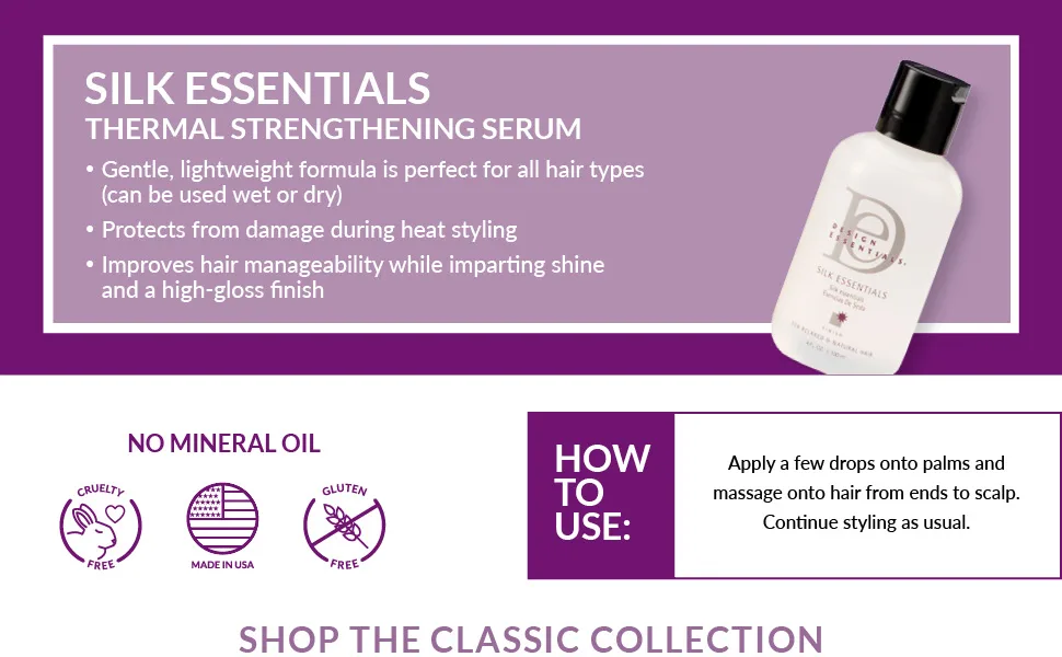 Design Essentials Professional Grade Silk Essentials Heat Protectant Strengthening Serum For Relaxed & Natural Hair, 4 Fl Oz - Silk Essentials Thermal Strengthening Serum