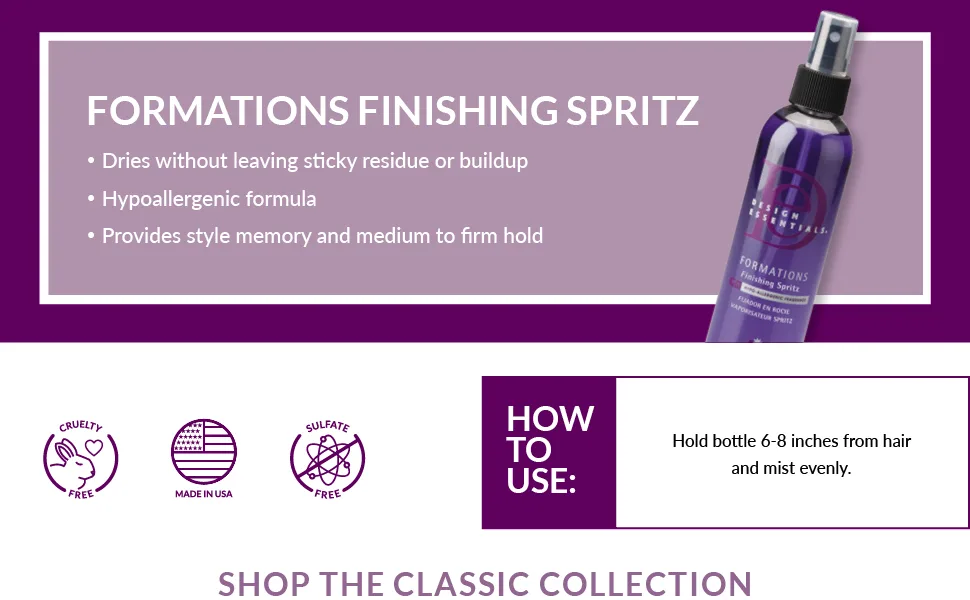 Design Essentials Formations Finishing Spritz Hypo-Allergenic Fragrance For Relaxed & Natural Hair - 8 Oz - Formations Finishing Spritz