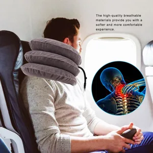 Inflatable Cervical Neck Traction Device Portable Neck Brace Support Stretcher Gray for Neck - 3117200032611-3
