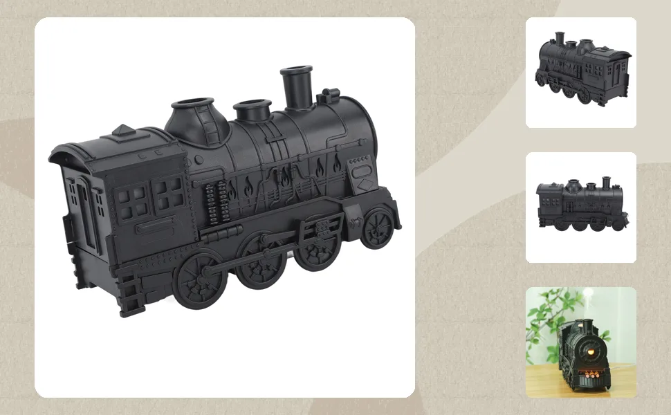 Essential Oil Diffuser 300ml Train Shape Aromatherapy Diffuser with Remote Control Auto Shut Off 2 Lighting Modes Cool Mist Humidifier for Home Office Decor Gifts for Friends US Plug - 3113230293812-1